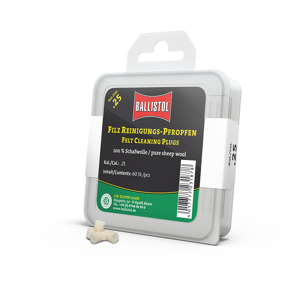 Ballistol feltrini per pulizia Classic, Cal. .25, 60 pcs., DE/EN
