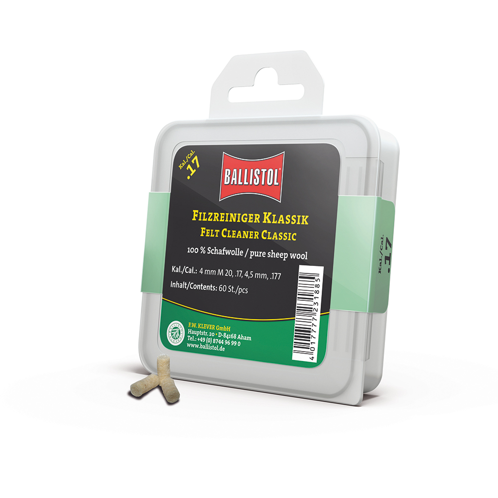 Ballistol feltrini per pulizia Classic, Cal. .17, 60 pcs., DE/EN