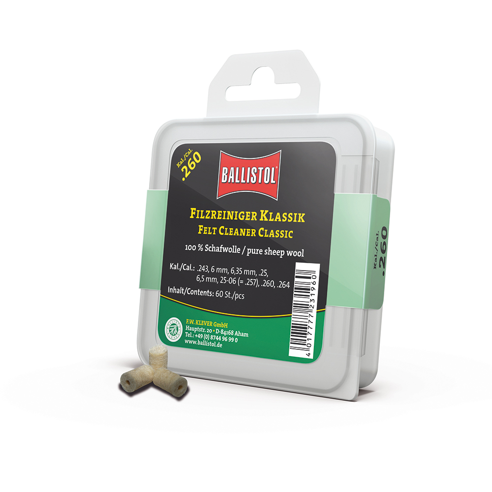 Ballistol feltrini per pulizia Classic, Cal. .260, 60 pcs., DE/EN