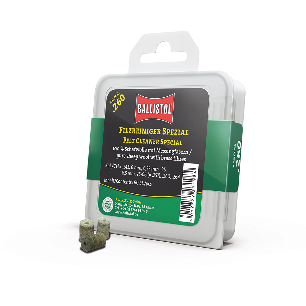 Ballistol feltrini per pulizia Special, Cal. .260, 60 pcs., DE/EN