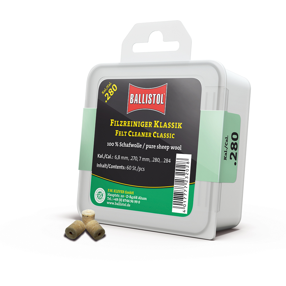 Ballistol feltrini per pulizia Classic, Cal. .284, 60 pcs., DE/EN