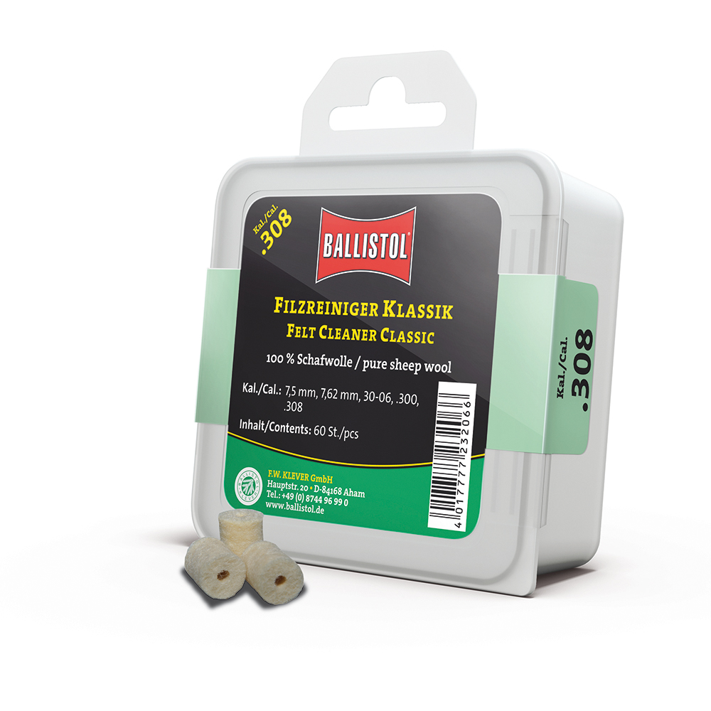 Ballistol feltrini per pulizia Classic, Cal. .308, 60 pcs., DE/EN