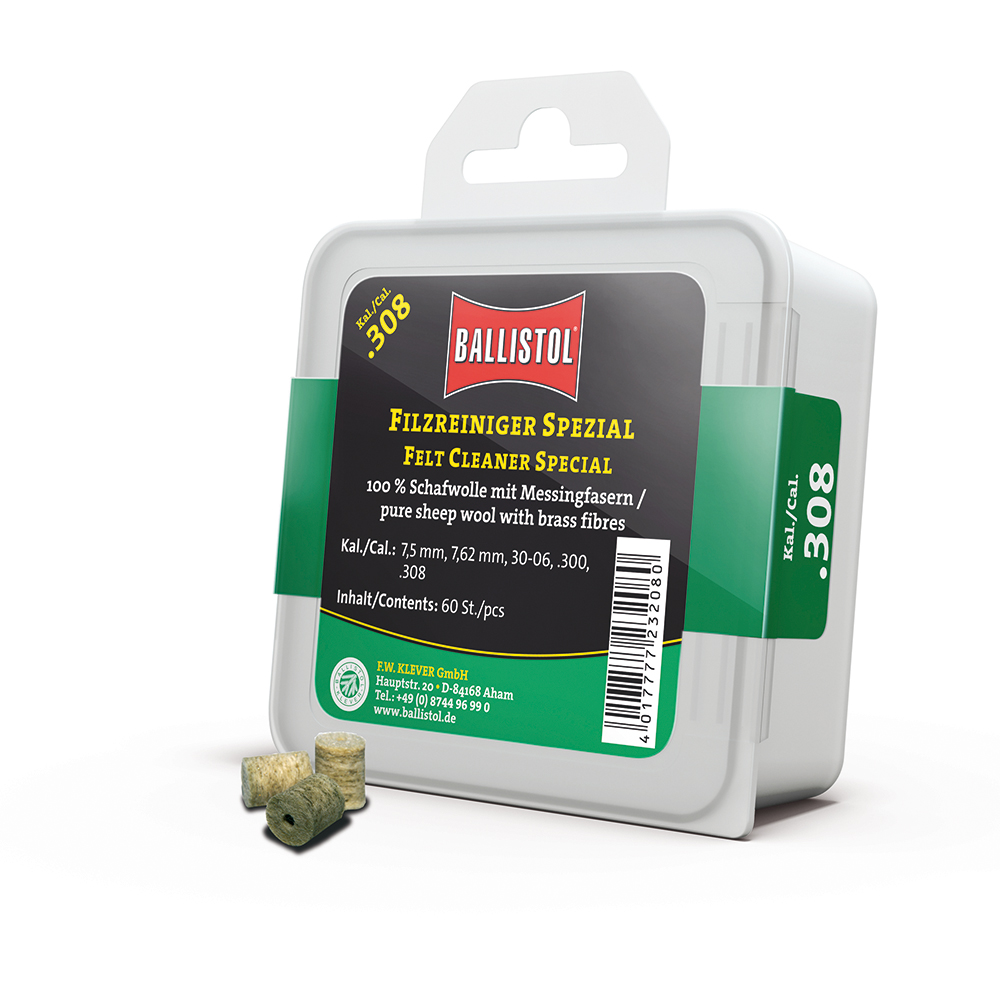 Ballistol feltrini per pulizia Special, Cal. .308, 60 pcs., DE/EN