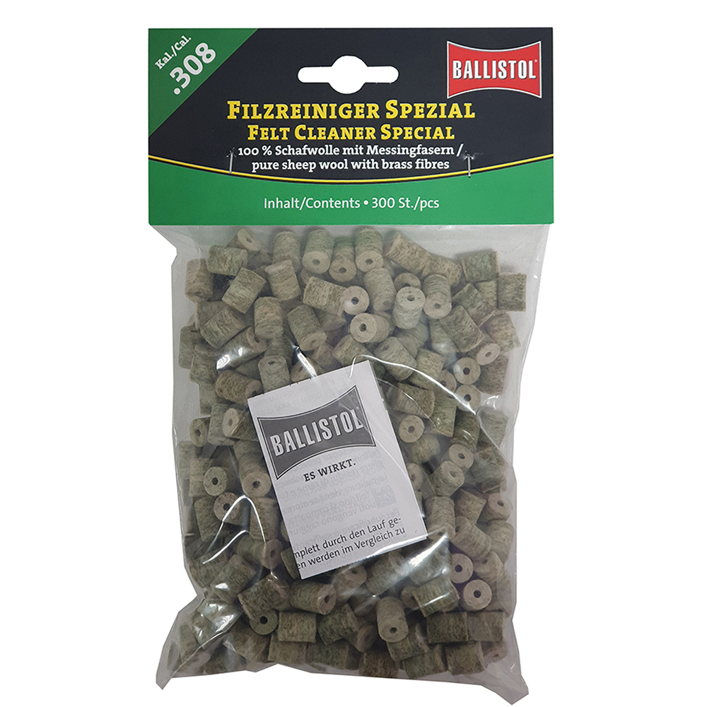 Ballistol feltrini per pulizia Special, Cal. .308, 300 pcs., DE/EN