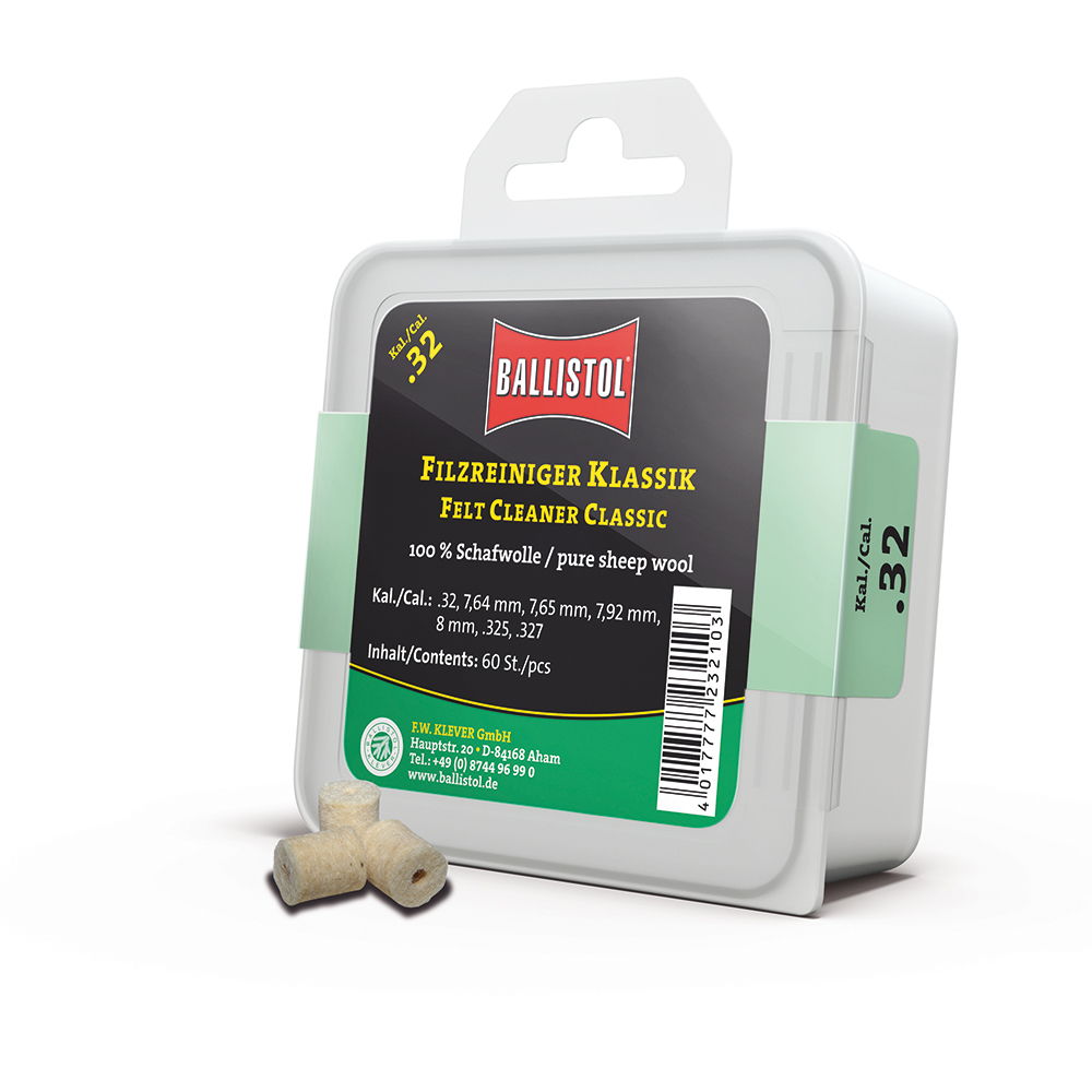 Ballistol feltrini per pulizia Classic, Cal. .32, 60 pcs., DE/EN