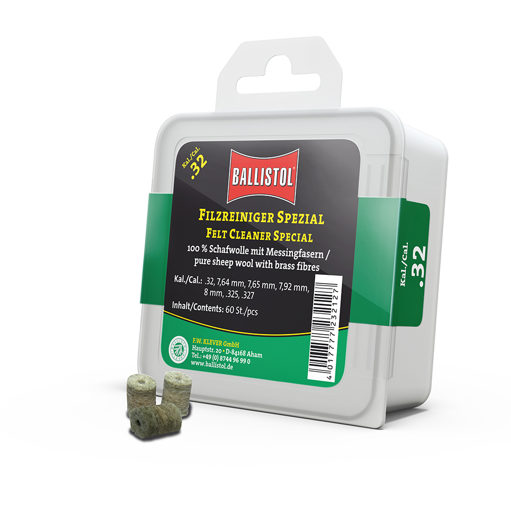 Ballistol feltrini per pulizia Special, Cal. .32, 60 pcs., DE/EN