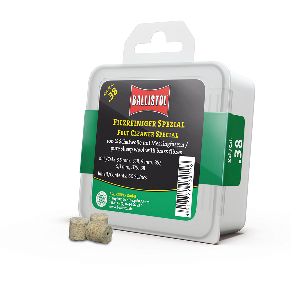 Ballistol feltrini per pulizia Special, Cal. .38, 60 pcs., DE/EN