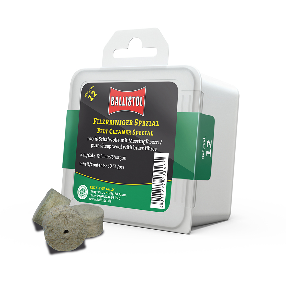 Ballistol feltrini per pulizia Special, Cal. .12 GA, 30 pcs., DE/EN