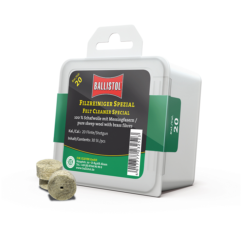 Ballistol feltrini per pulizia Special, Cal. .20 GA, 30 pcs., DE/EN