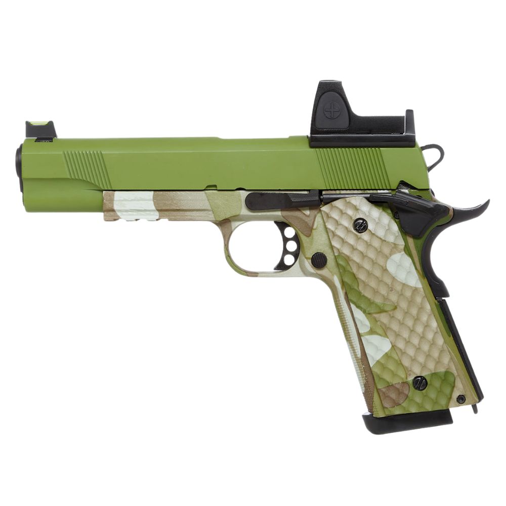 Pistola softair Raven MEU Railed Camo/Green a gas + BDS